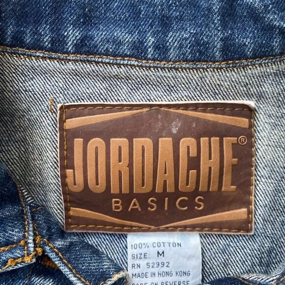 Vintage Jordache Cropped Denim Acid Wash Moto Biker Jacket Bows Size medium 90’s - Picture 3 of 11